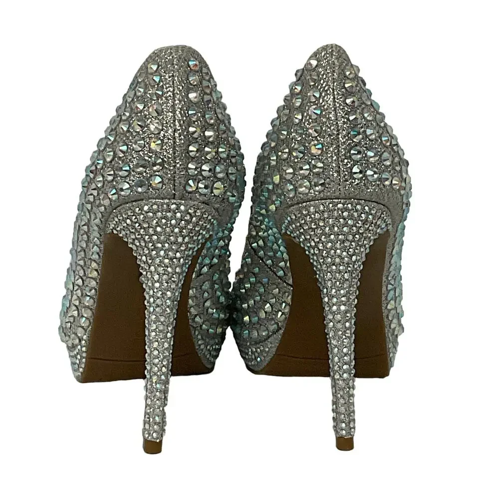 Thalia Sodi Women’s Landon Embellished Platform Pumps Silver Size 6